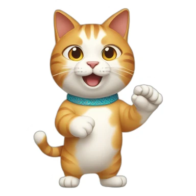 chinese cat moving hand  sticker