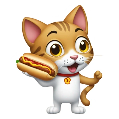 Such as a cat Eating a hot dog sticker