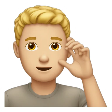 white guy touching his face sticker