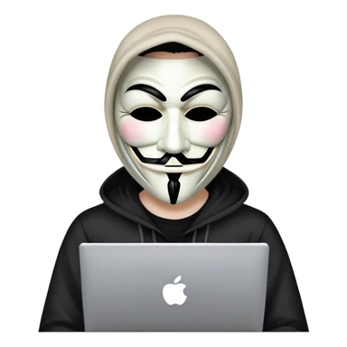Computer hacker wearing  anonymous mask sticker