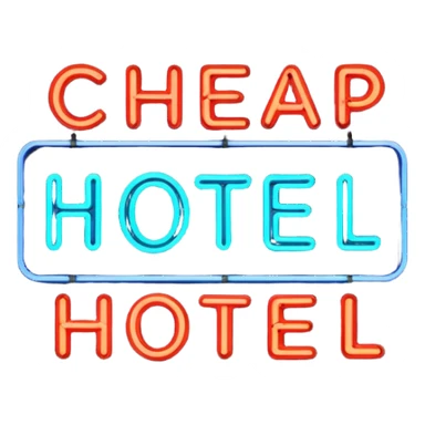 Hotel barato con letrero de neón. sticker