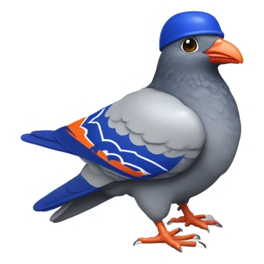 Pigeon with a New York Mets uniform sticker