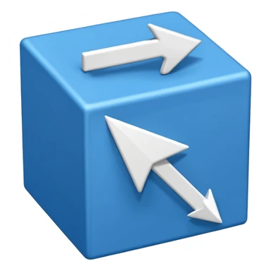 create an emoji with a tilted blue box with a white arrow in it make sure its kinda small 2d sticker