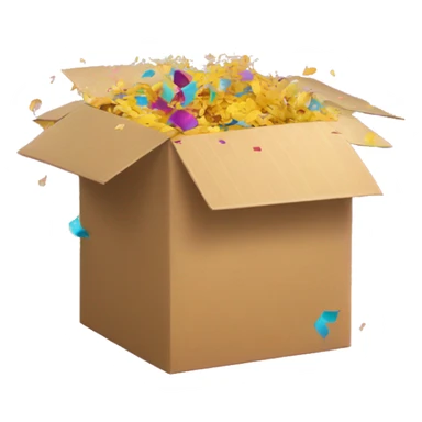 surprise box with flying out colorful confetti sticker
