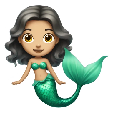 Beautiful brunette mermaid with light green fin sticker