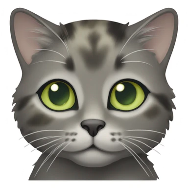 Grey muted tortoiseshell female cat with pale green eyes sticker