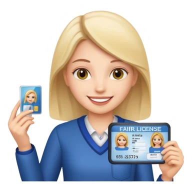 girl holding a driver license sticker