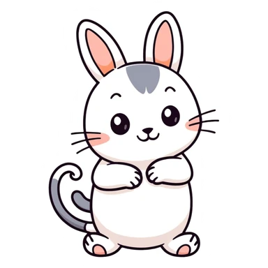 a cat and a rabbit hugging sticker