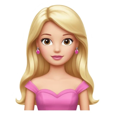 barbie, long blonde hair, pink dress sticker