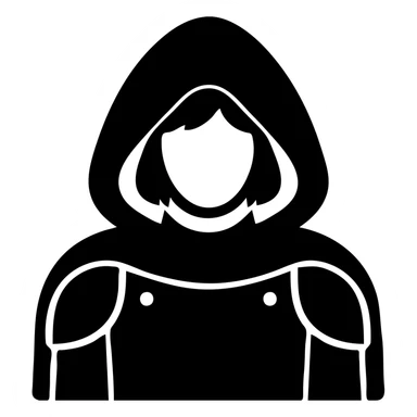 medieval hooded explorer with brown hair, no beard, wearing light armor, chest up view sticker