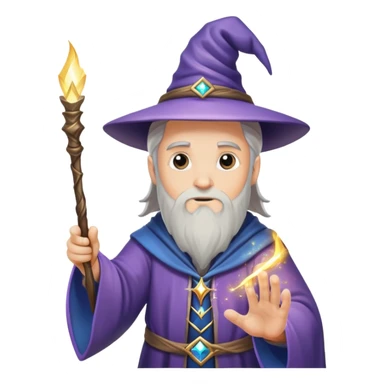 man wizard casting a spell with a wand, sparkles and magic sticker