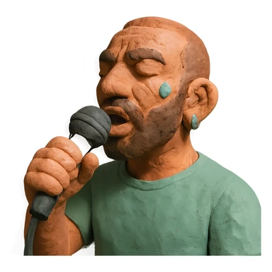Amir Tataloo singing with microphone in claymation style sticker