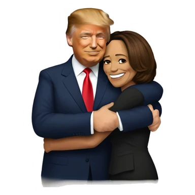 donald trump and kamala harris hugging sticker