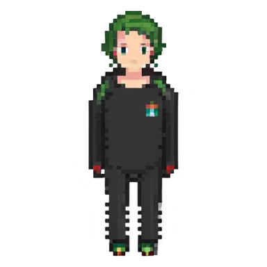 retro RPG style human character, compact proportions sticker