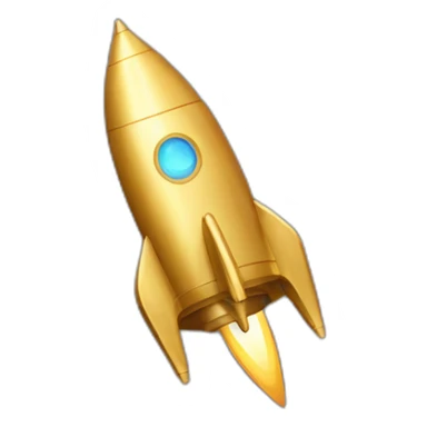 golden rocketship diagonal sticker