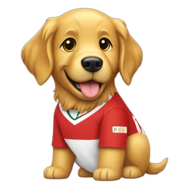 Golden retriever wearing Wrexham AFC shirt sticker