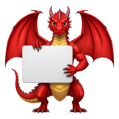 Black and red dragon holding large blank sign sticker