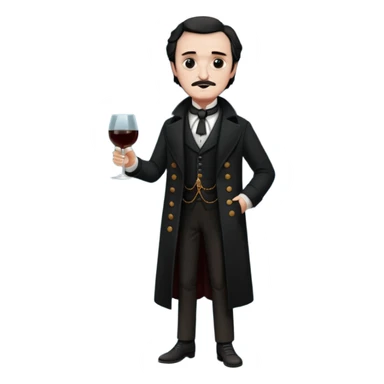 edgar allan poe at christmas full body holding a glass of amantillado sticker