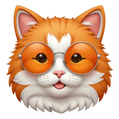 adorable cat with round sunglasses, winking sticker