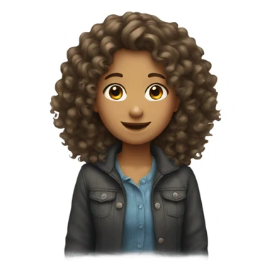 a girl with curly hair happy sticker