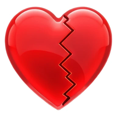 broken heart, minimalistic 3d red neon glowing transparent sticker