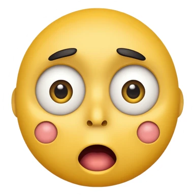 surprised face emoji, yellow face, raised eyebrows, round eyes, mouth in an O shape, no text sticker