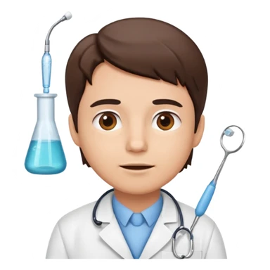 a dentist looking up, thinking sticker