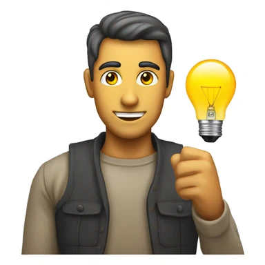 hombre con un bulbo led sticker