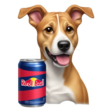 Dog drinking redbull sticker