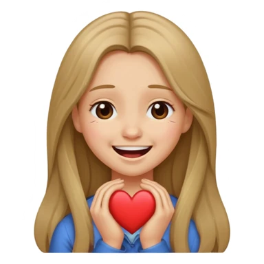 милая девушка с темно русыми длинными волосами, показывает сердечко, смеется до слез, грустит sticker