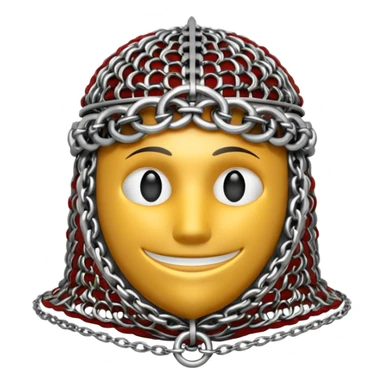 3D render of Medieval Coif, made of interlocking chainmail metal rings, wire mesh texture, visible holes and negative space, metallic silver and grey, high contrast shadows, Apple emoji style, isolated on white background --v 6.0 sticker