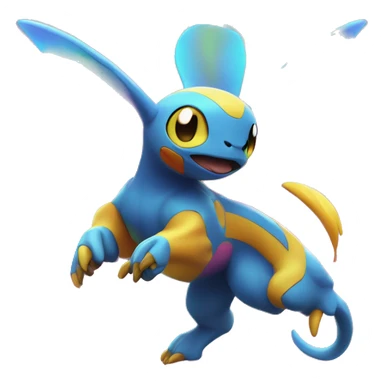 Colorful Neon Colors Vibrant Colors Flying Futuristic Fakémon-Pokémon-Creature Full Body sticker