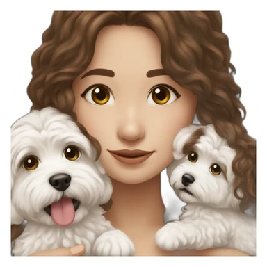 Long brown hair girl with white maltipoo sticker