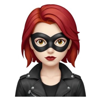 woman thief chic with robber mask and red hair sticker