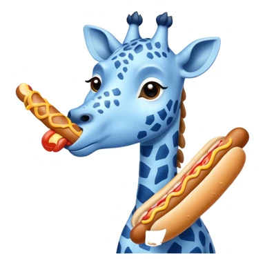 Blue giraffe eating a hot dog  sticker