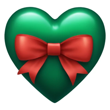 dark green heart with red bow  sticker