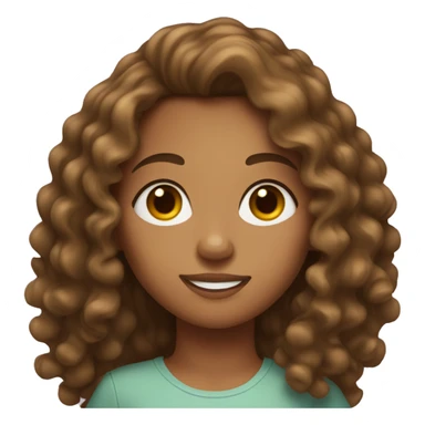 Tan skin girl with long brown curly hair sticker
