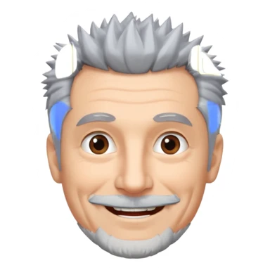 homme 60 ans cheveux gris piques petite barbe sourir sticker