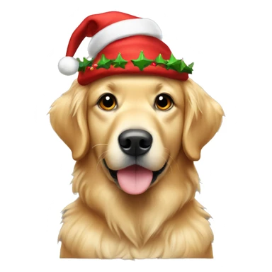 Golden retriever in Christmas outfit sticker