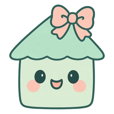 house button in coquette style, mint green and blush pink, bow or ribbon detail, gentle curves, kawaii aesthetic sticker