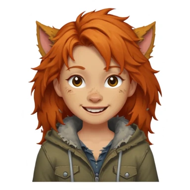 Werewolf ginger hair girl with a smile sticker