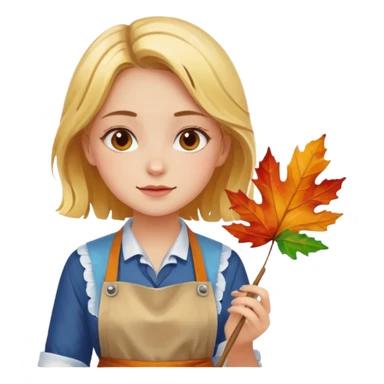 Girl painting autumn leaves  sticker