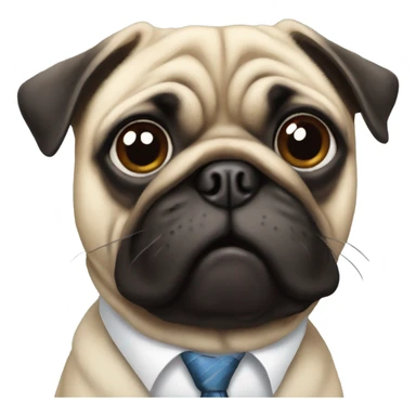 Pug with a tie sticker