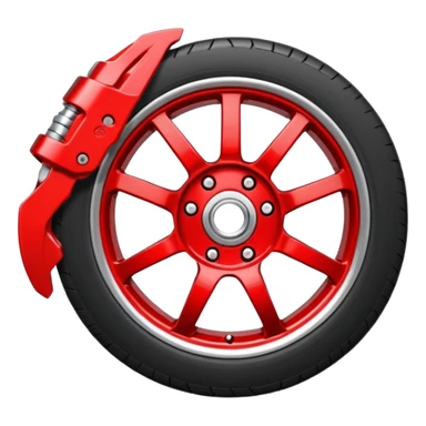 Car wheel emoji with red brake caliper sticker