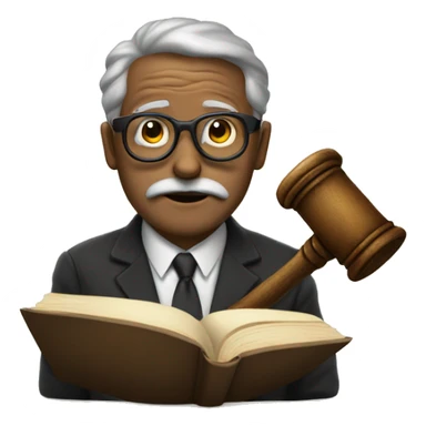 Boring male, glasses, old, with a book, judges hammer sticker