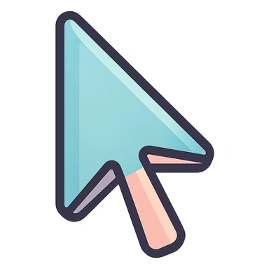 mouse cursor arrow with a split tip, icon-color-outlined style, thin clean outlines, soft rounded shapes, pastel palette #98B5BC, #B5B3C1, #C9A3C9, #E4C0CA, #F7DCD1, #F7C0AA, detailed shadows and highlights, soft lighting, transparent background sticker