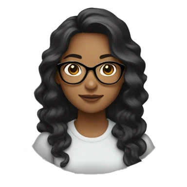 A young woman with light brown skin, black wavy long hair, wearing eyeglasses  sticker