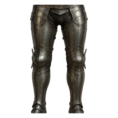 highly detailed realistic metallic shine medieval fantasy style steel platelegs armor from waistline to just above the ankles, no shoes, no feet, no sabatons, no boots, no toes, no footwear, open at the bottom sticker