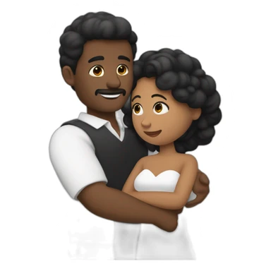 un abrazo deuna mujer de raza negra con un vestido estrecho y un hombre blanco sin pelo sticker