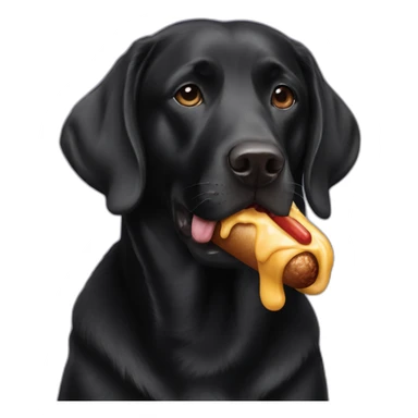 black labrador eating hotdog sticker